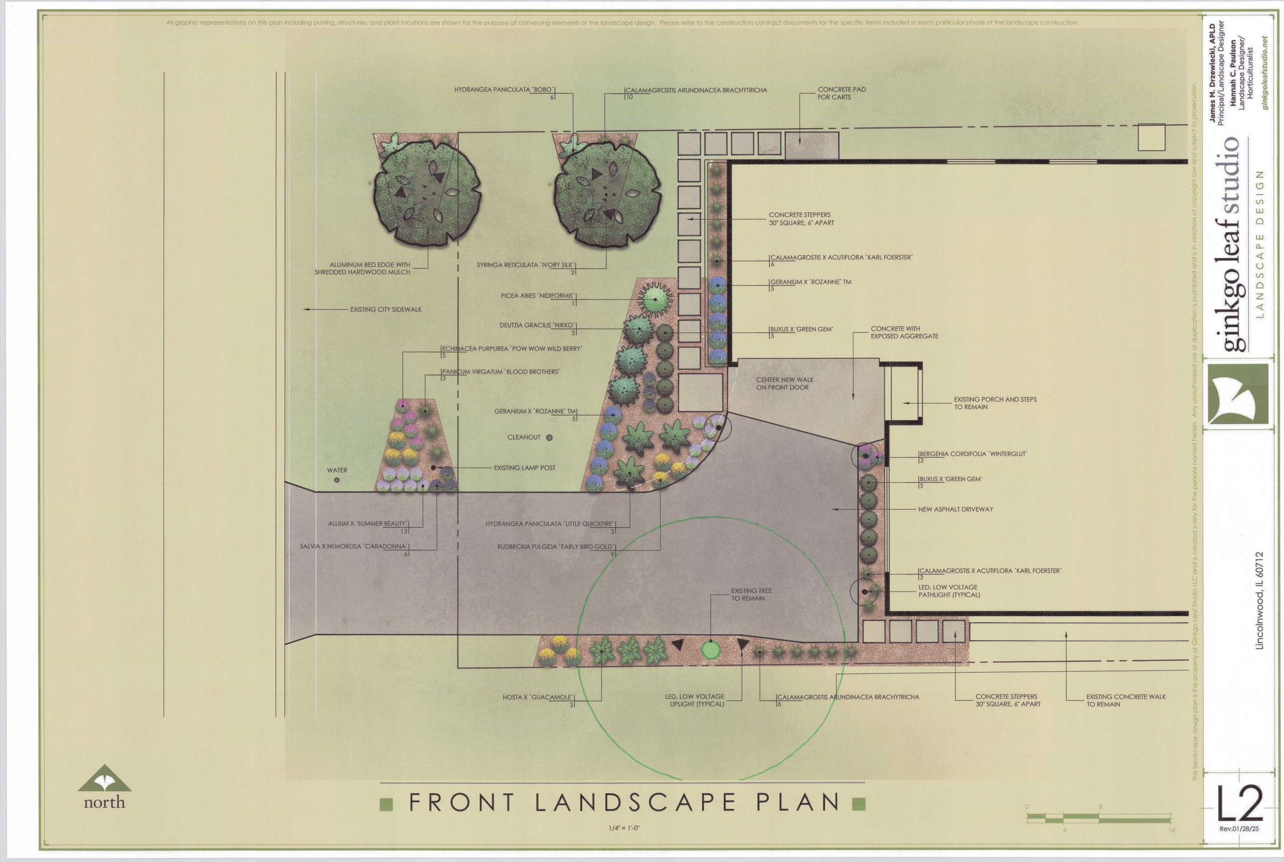 Mid-Century Ranch Front Yard Landscape - Lincolnwood, IL