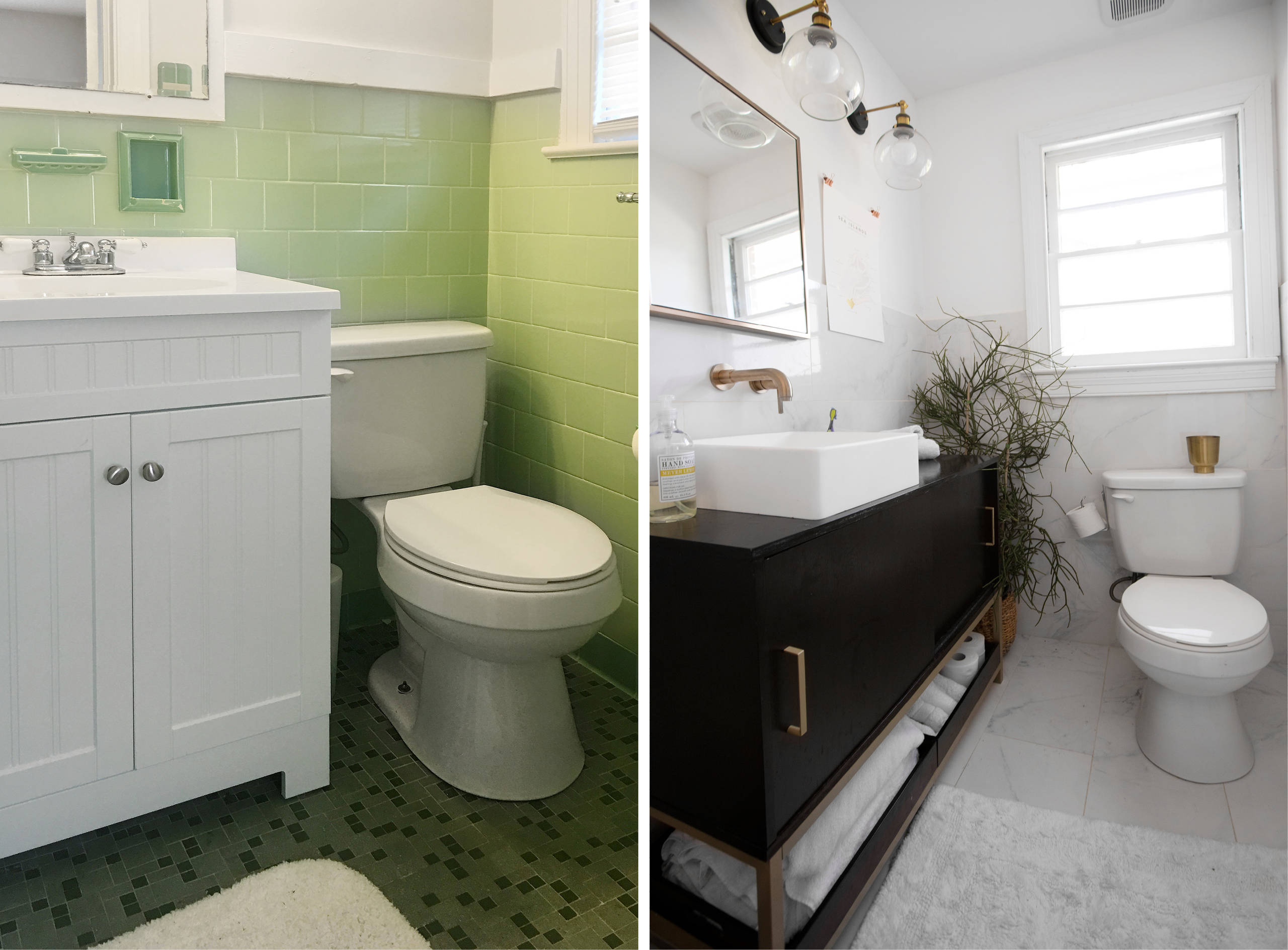 Get Ideas From This Budget-Friendly Black-and-White Bath