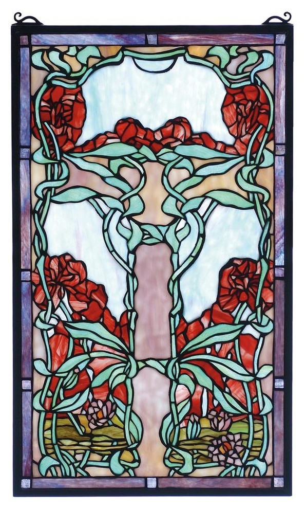 Meyda 15"x25" Nouveau Lily Stained Glass Window