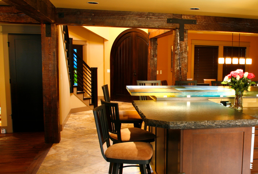 Example of a mountain style kitchen design in Seattle
