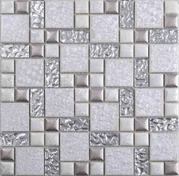 Resin shell mosaic tile, resin blend glass stone mosaic RNMT023