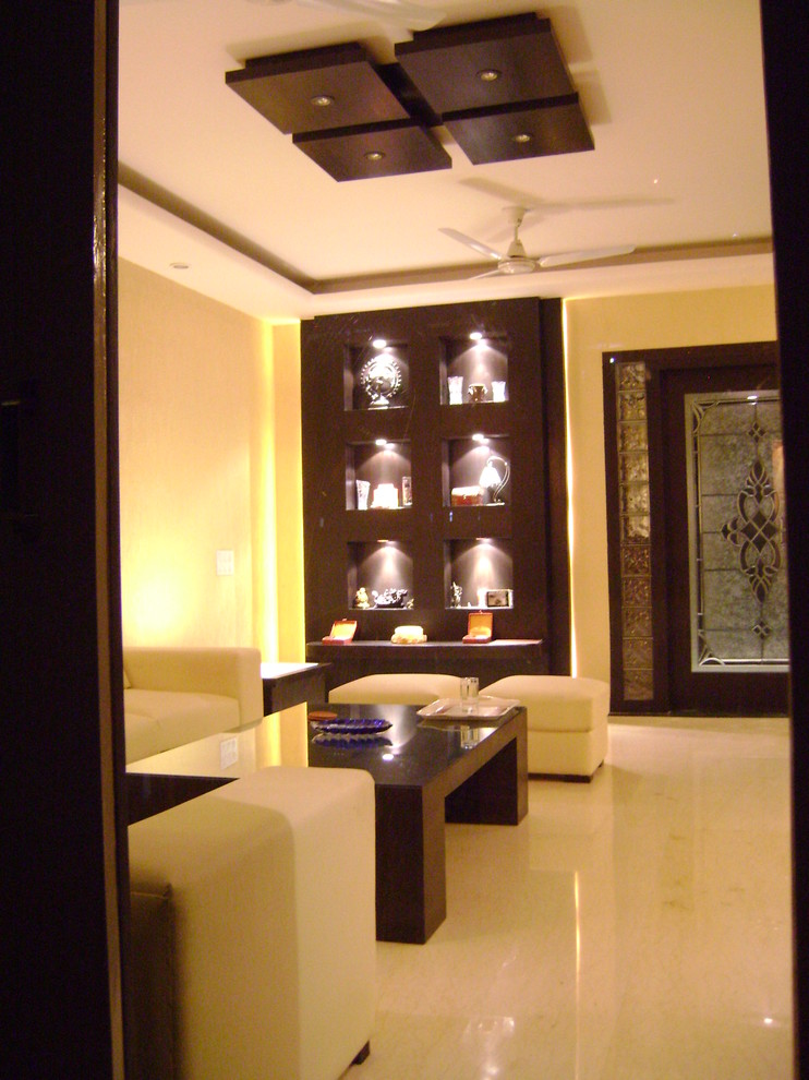 This is an example of a contemporary home theatre in Delhi.