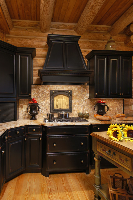 Rustic Log Cabin Kitchen - Rustic - Kitchen - Charlotte ...