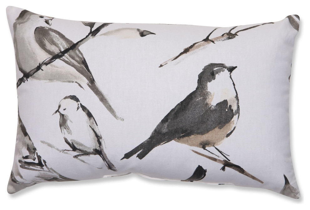 Bird Watcher Charcoal Rectangular Throw Pillow