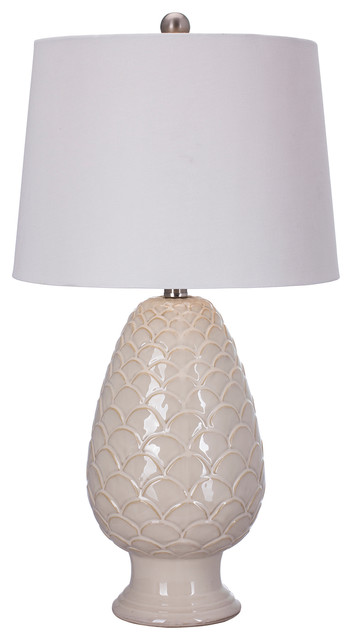 Fangio Lighting 27" White Ceramic Table Lamp With Ripple Design