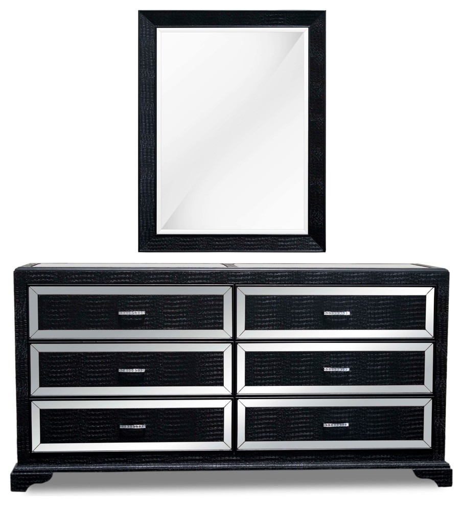 Tuxedo Bedroom Dresser And Mirror 2 Piece Set Transitional
