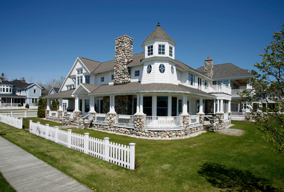 This is an example of a beach style house exterior in Detroit.
