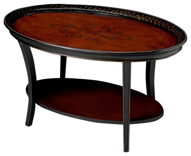Artists' Originals Traditional Red and Black 22" Oval Cocktail Table
