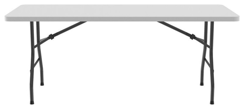 Correll 24"W x 48"D Economy Blow-Molded Plastic Folding Table in Gray Granite