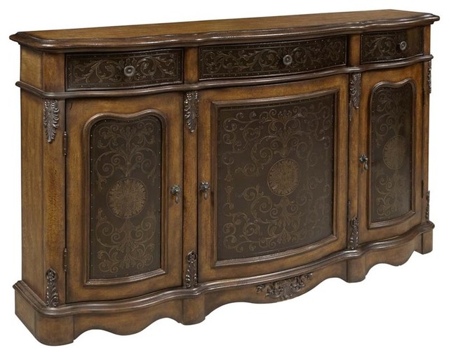 Pulaski Ornate Two Tone Sideboard, Crete Brown Buffets And Sideboards