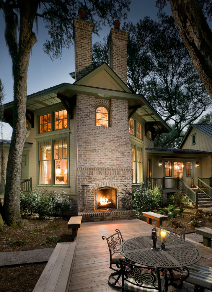 Inspiration for a traditional deck in Atlanta with a fire feature.
