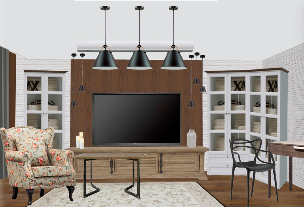 Эскизный проект гостиной (коллажи и 3D-визуализация)