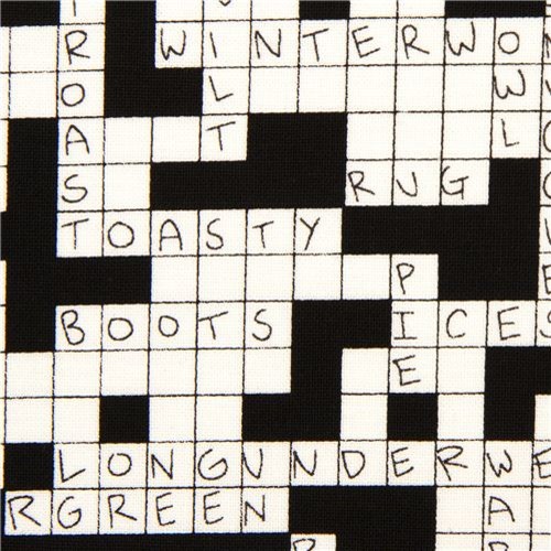 black-white crossword puzzle fabric by Alexander Henry
