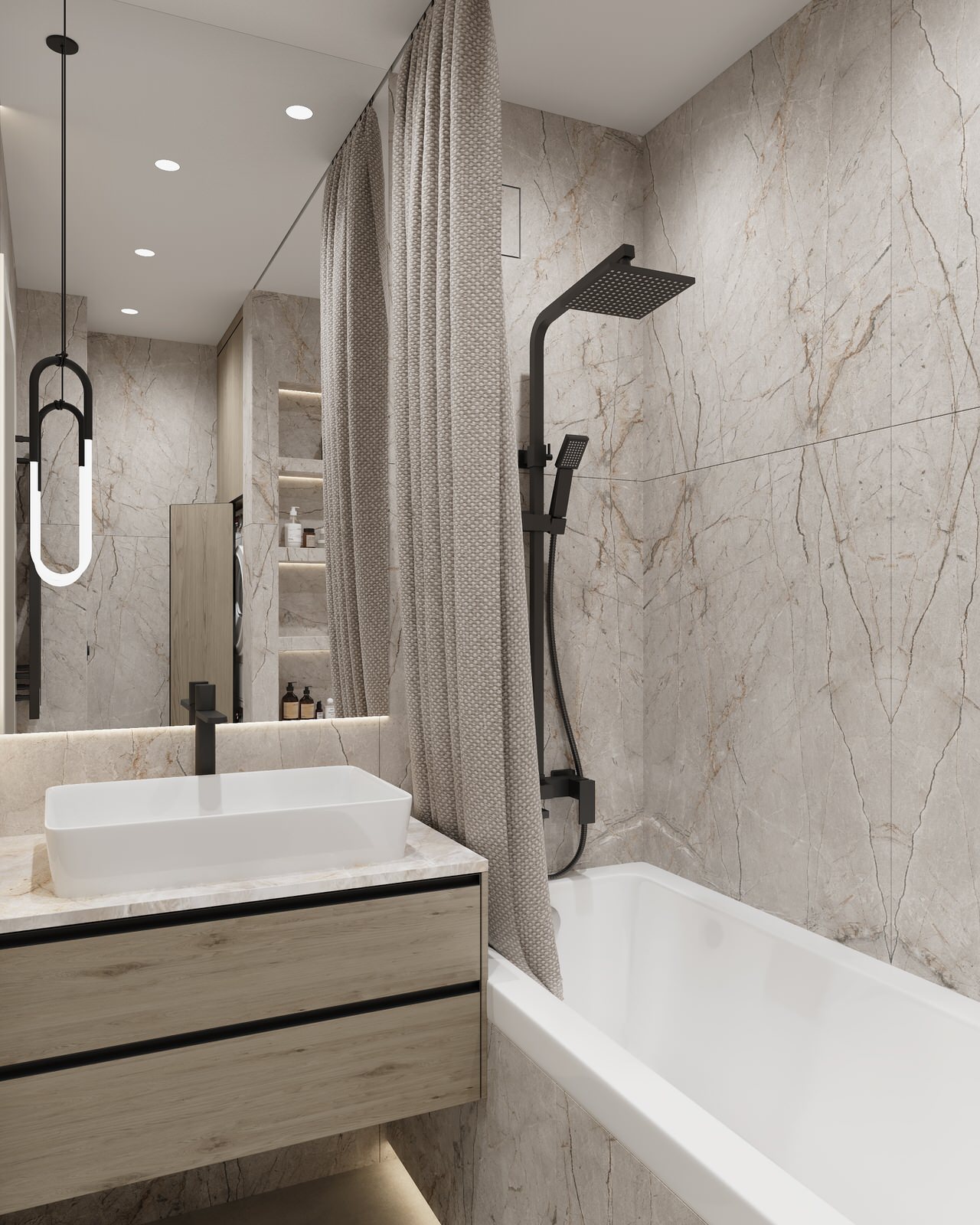 Дизайн санузла в теплых тонах