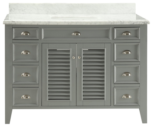 Transitional Kalani 50 Gray Bathroom Vanity Carrara Top Transitional Kalani 50 Gray Bathroom Vanity Carrara Top