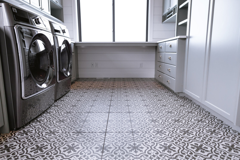 New Construction Modern Laundry Room Seattle by Columbia Tile L