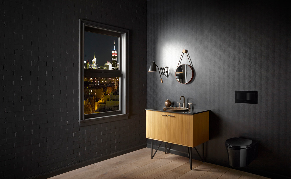 Example of a trendy bathroom design in Milwaukee