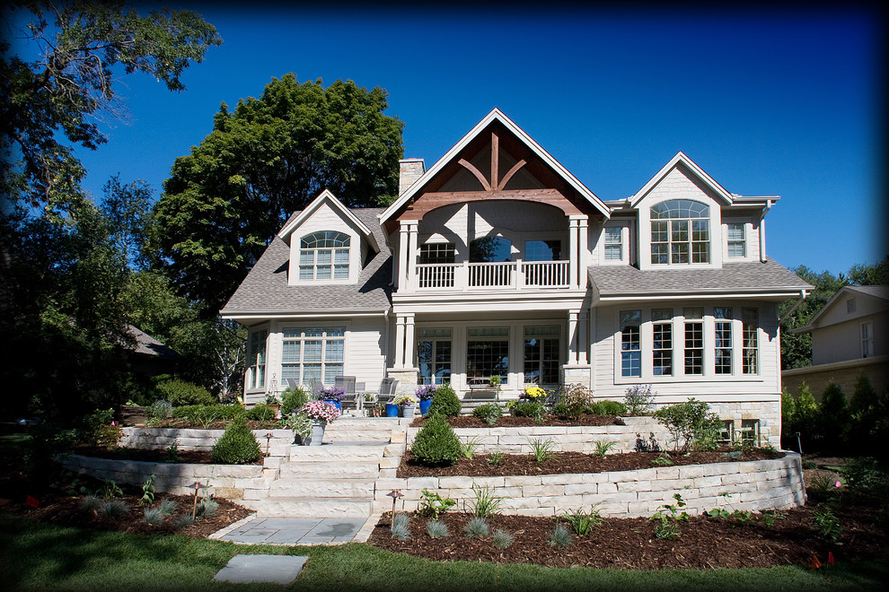 Traditional exterior in Milwaukee with stone veneer.