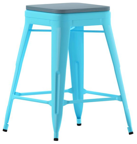 4Pack 24" Teal Stool, Teal Seat Modern Bar Stools And Counter