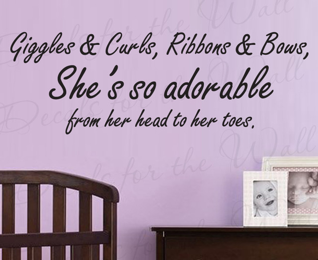 Wall Sticker Decal Quote Vinyl Large Giggles and Curls Girl's Room Nursery K80