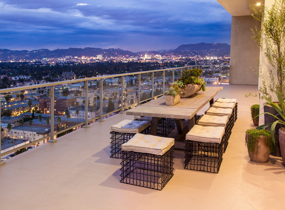 Design ideas for a contemporary balcony in Los Angeles with no cover.