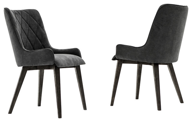 Alana Charcoal Upholstered Dining Chair Set Of 2 Midcentury Dining Chairs By Armen Living