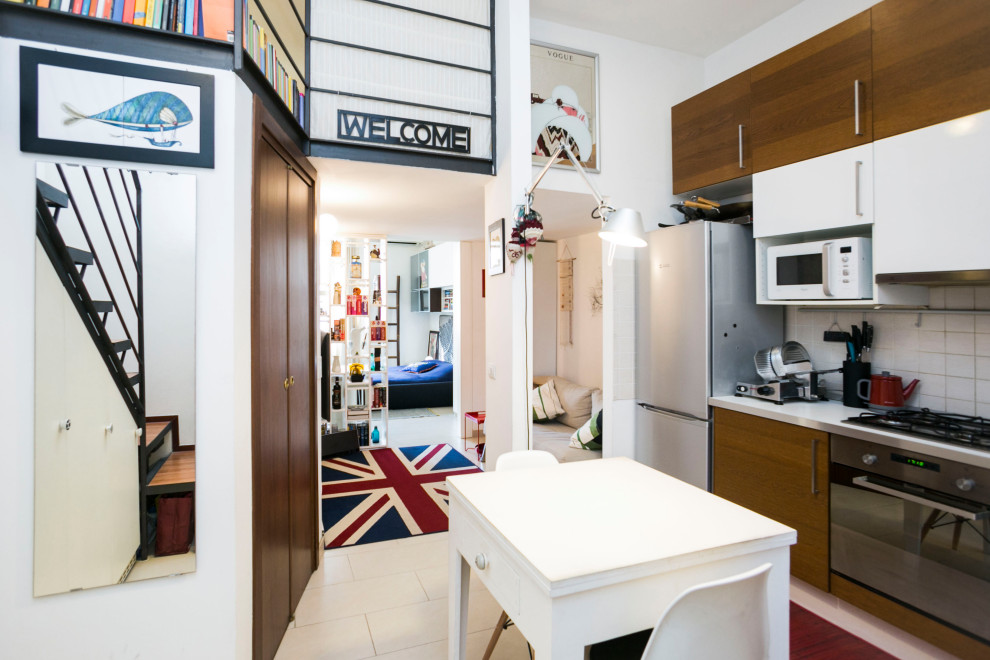 Foto di una cucina abitabile minimalista