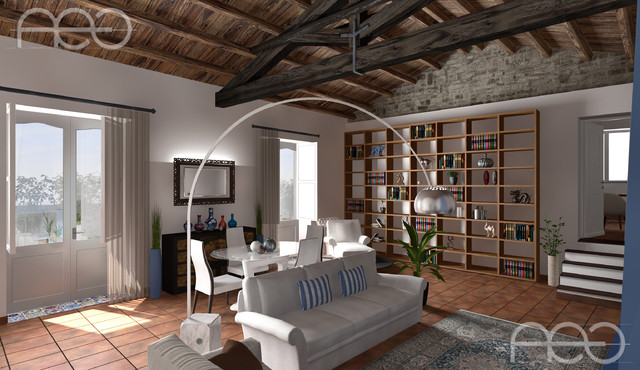 Appartamento nel centro storico di Palermo mediterranean-living-room