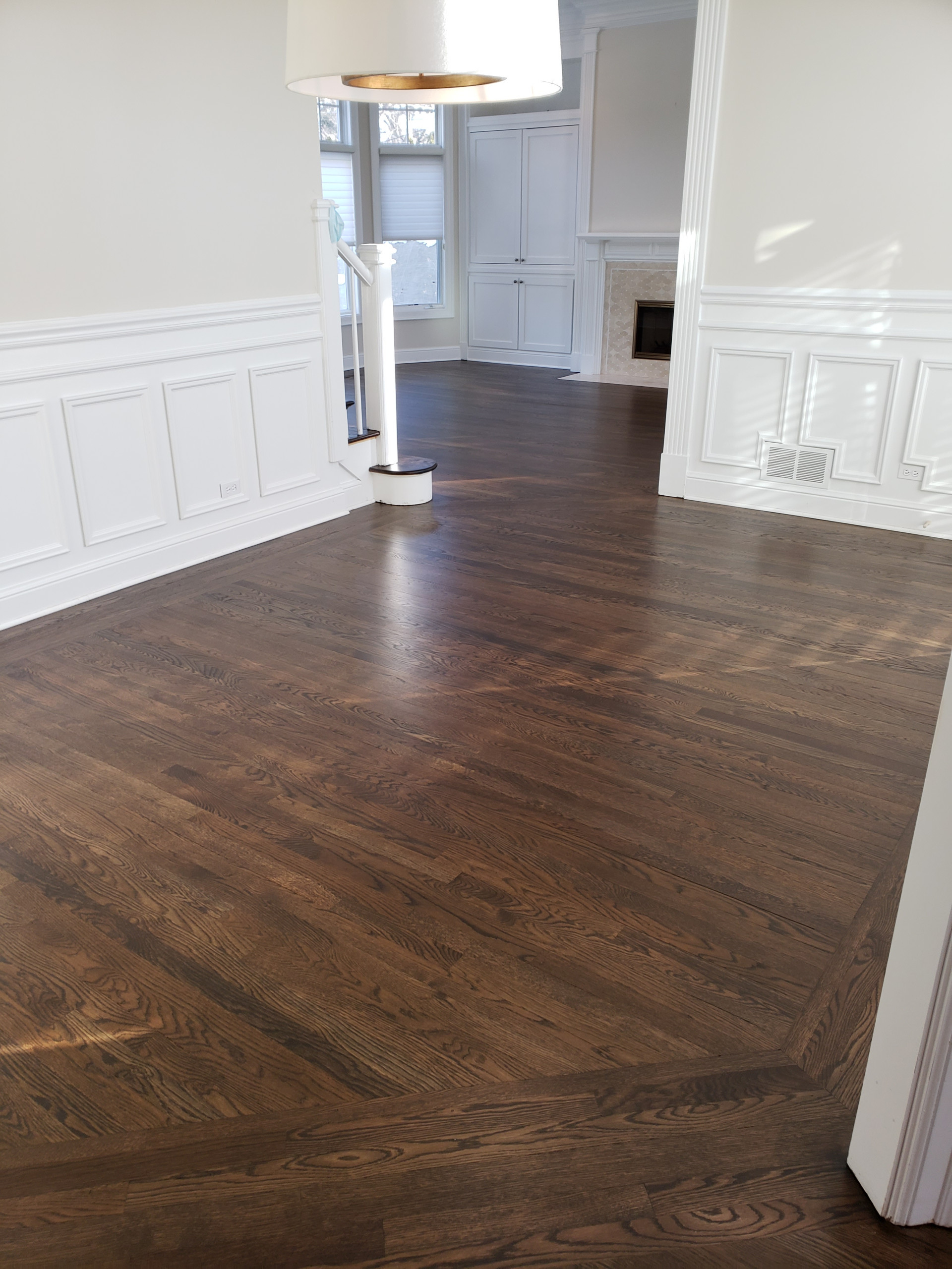 Glencoe 2 and 1/4 white oak new and old Dark Walnut stain Bona Traffic HD satin