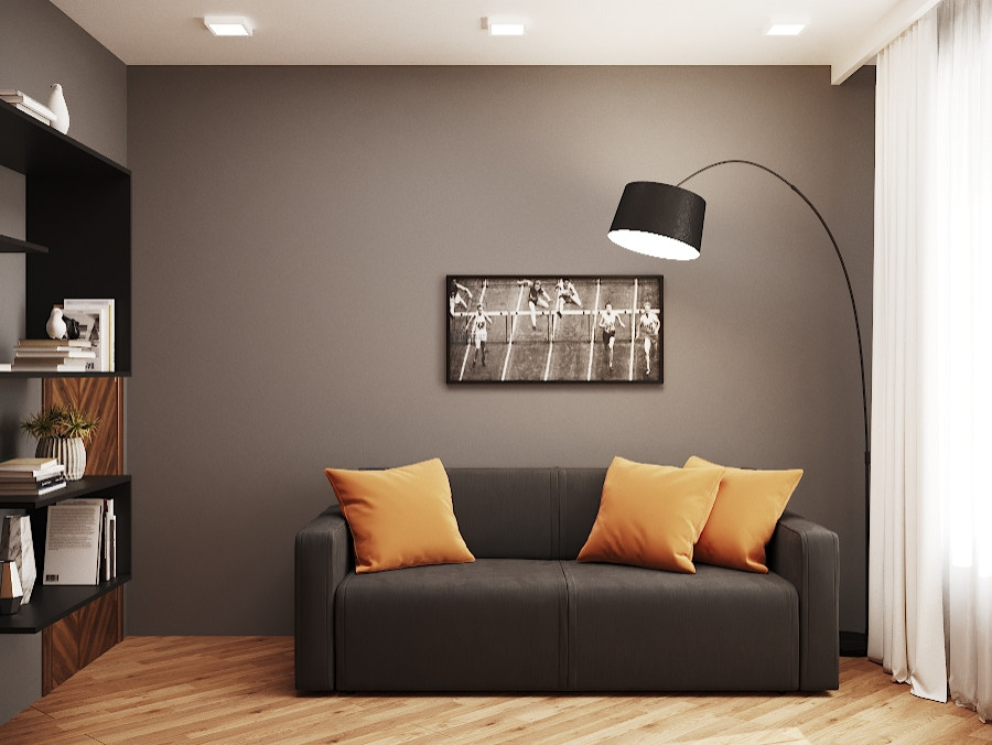 Интерьер квартиры в оранжево-сером