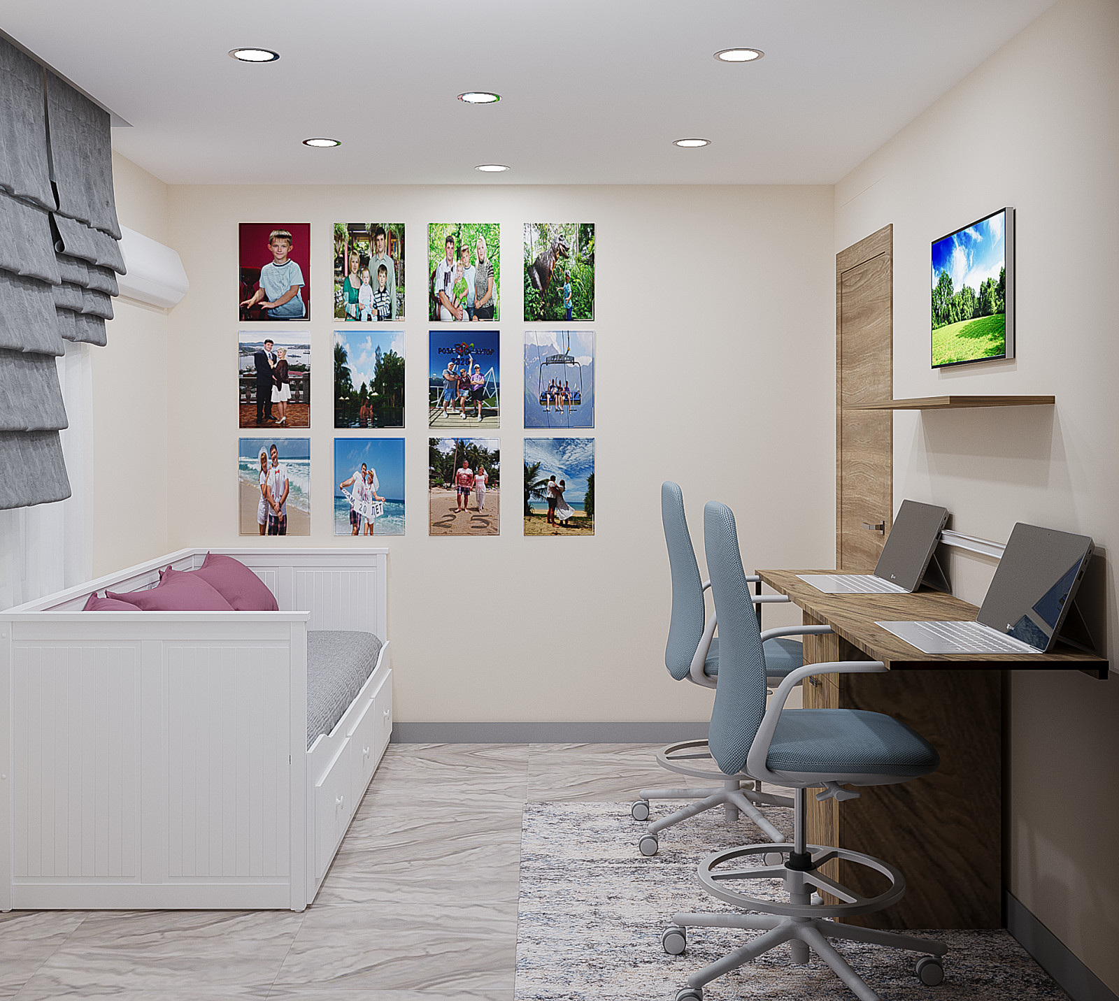 учебный проект. 1-й этаж частного дома для проживания 2 человек и собаки.