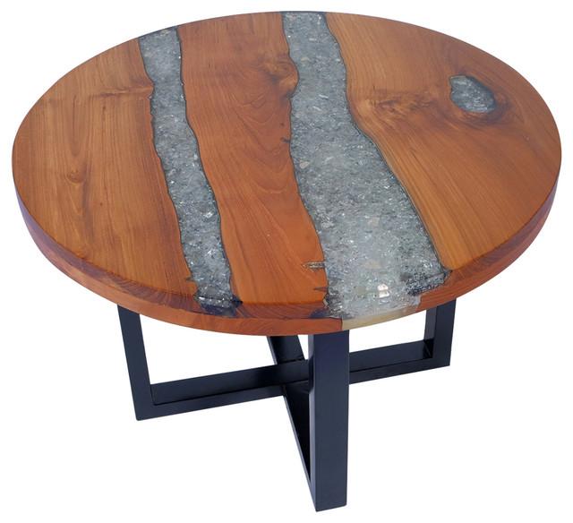 vidaXL Coffee Table Round End Side Table Living Room Furniture Teak Resin