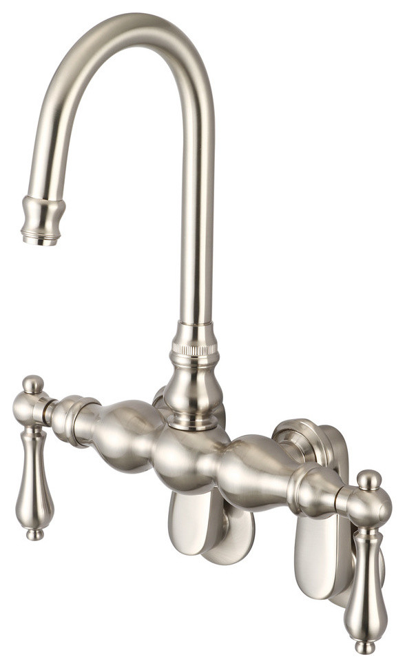 Vintage Classic Wall Mount Tub Faucet, Brushed Nickel Finish With Protective Coa