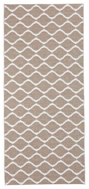Wave Woven Vinyl Floor Cloth, Beige, 70x200 cm
