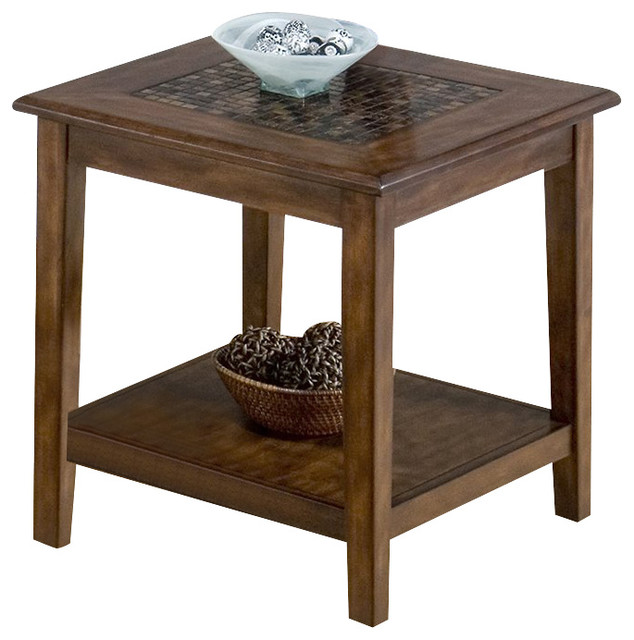 Jofran Baroque End Table With Mosaic Tile Inlay In Brown