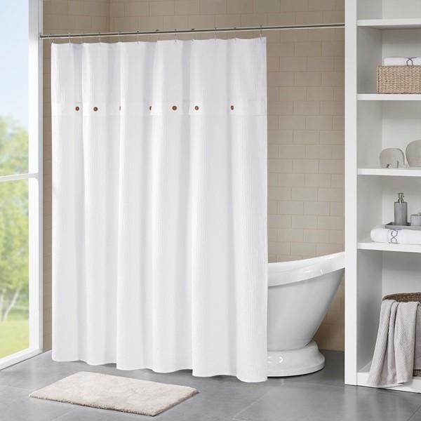 Madison Park Finley Cotton Waffle Weave Textured Shower Curtain Mp70 5636