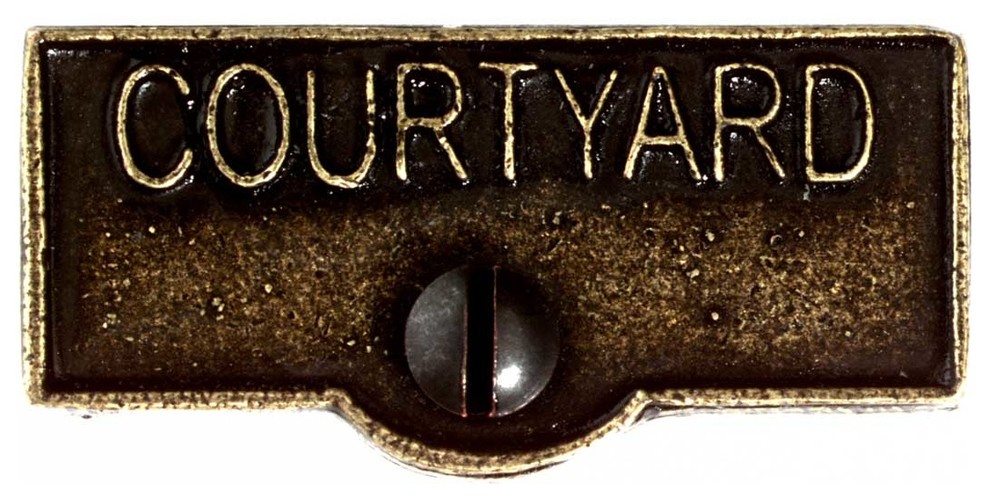 Switch Plate Tags COURTYARD Name Signs Labels Cast Brass Renovators Supply