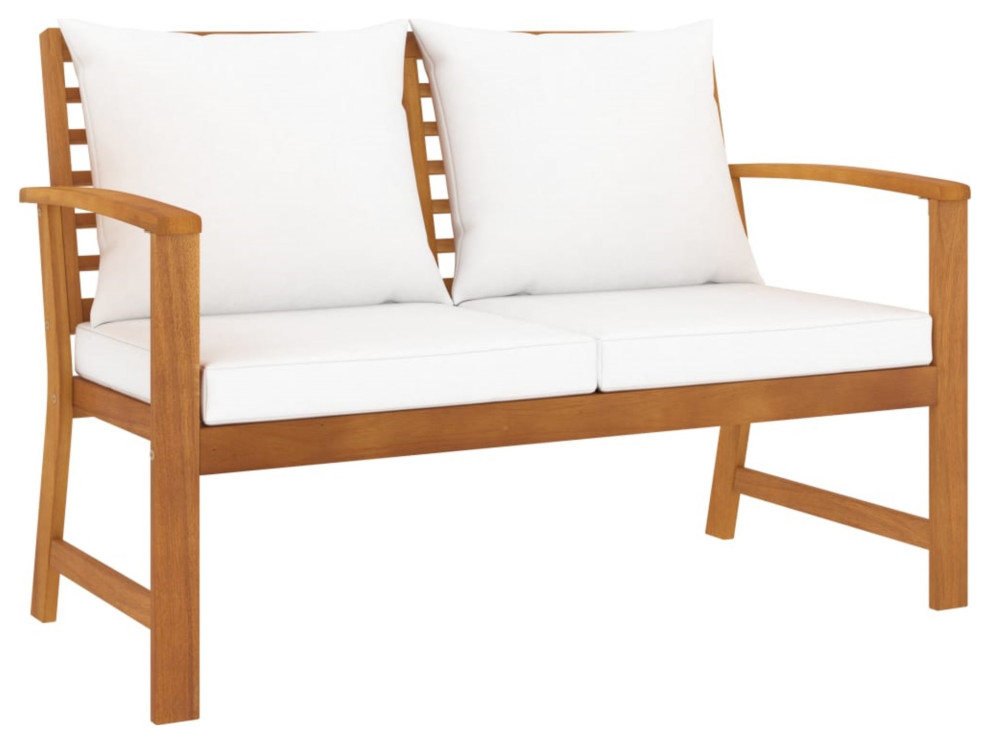 Vidaxl Garden Bench 47.2" With Cream Cushion Solid Acacia Wood