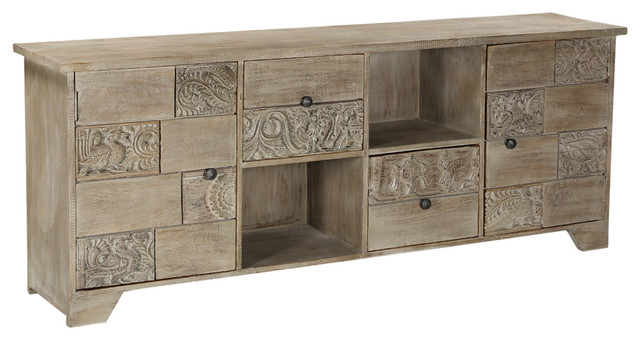 Reclaimed Wood Media Console Palazzo Furniture With 2 Door And Reclaimed Wood Media Console Palazzo Furniture With 2 Door And Drawers