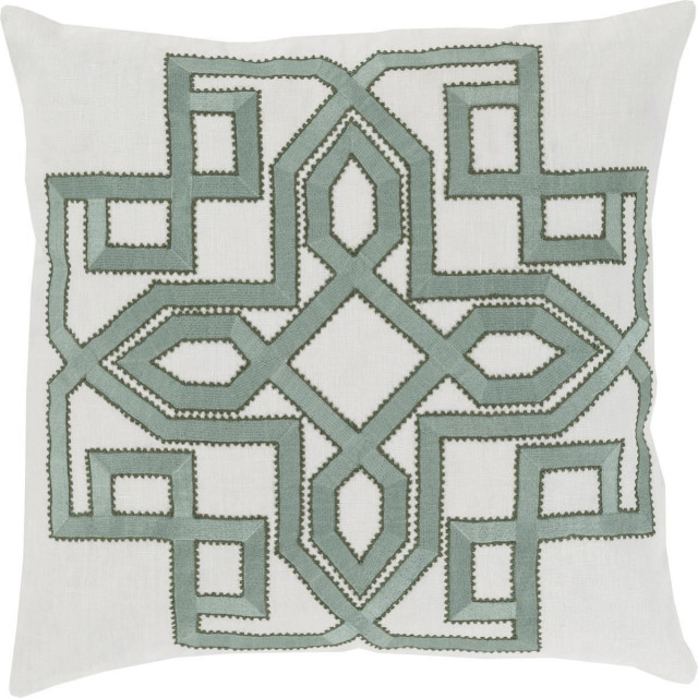 Multidimensional Chic Pillow - Ivory, Moss, Forest, Polyester, 20"x20"