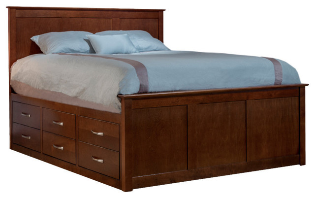 Urban Panel Bed With 12 Drawer Storage Transitional Panel Beds