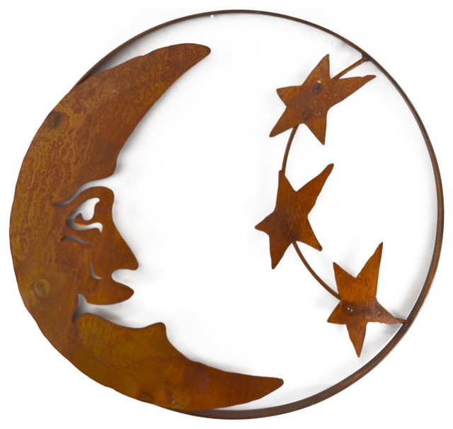 Rustic Metal Wall Art man on the moon and stars metal wall sculpture - rustic - metal Rustic Metal Wall Art man on the moon and stars metal wall sculpture - rustic - metal