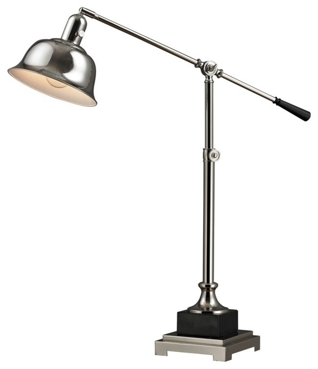 33'' Freemanburg Adjustable Table Lamp, Polished Nickel and Black