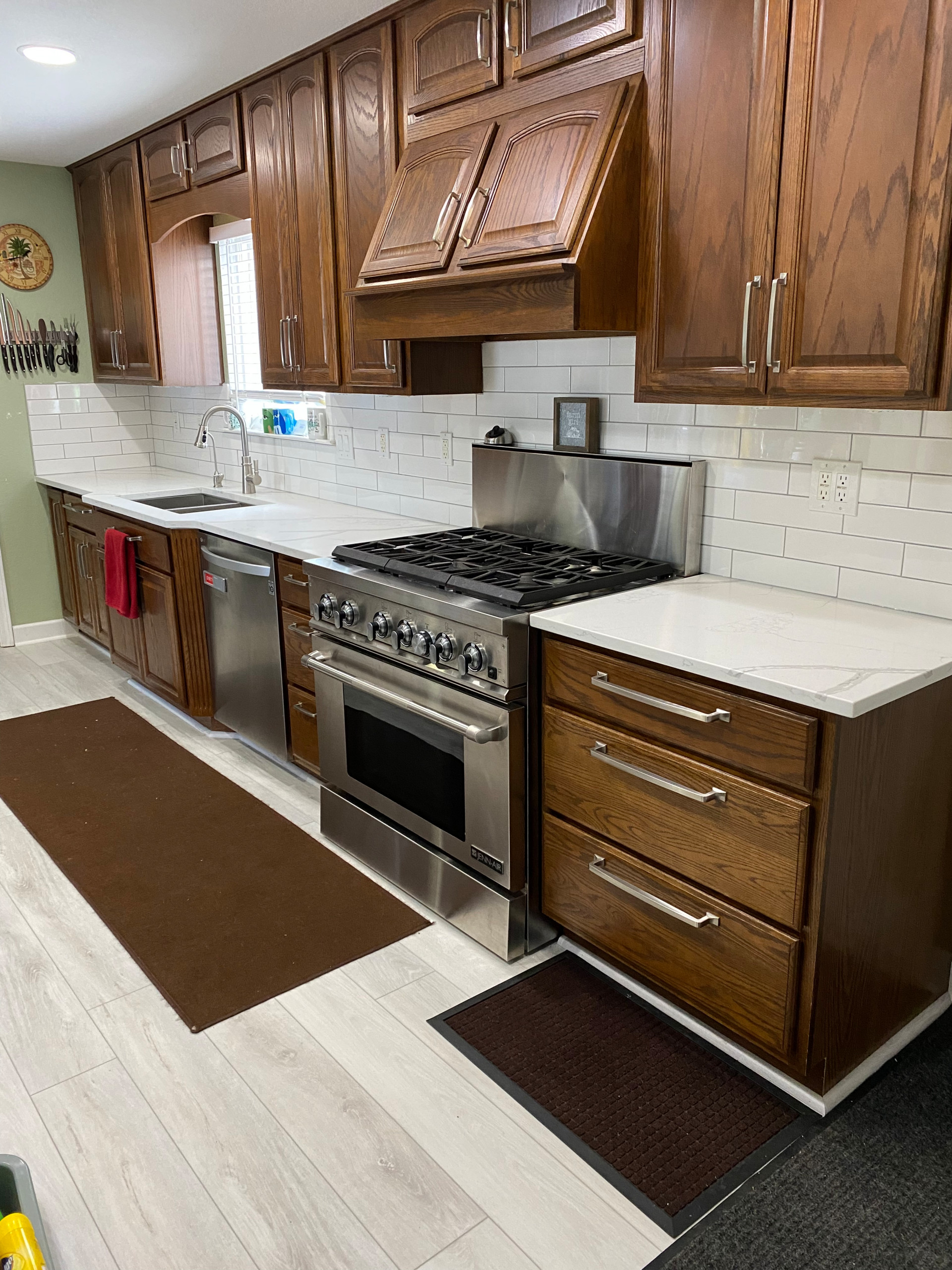 Waterford Quartz countertop and subway backsplash