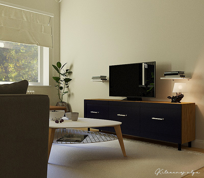 Визуализация гостиной в Скандинавском стиле