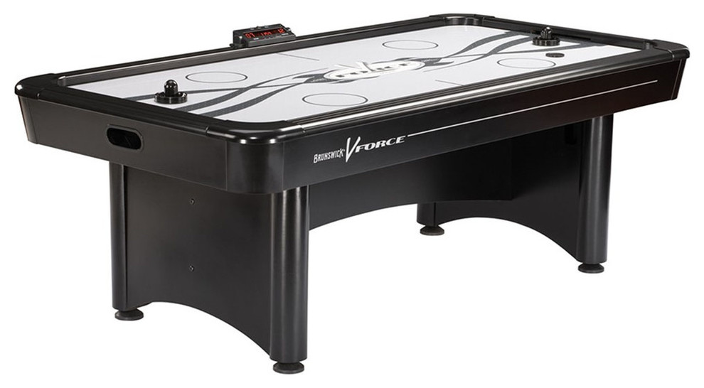 Brunswick 7' Air Hockey Table, Black VForce Contemporary Game Tables by Dazadi