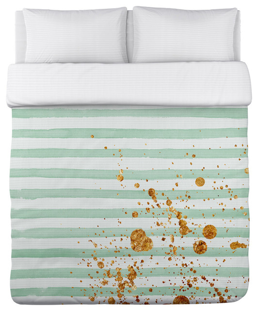 Mojito Mint Cream Gold Duvet Cover Contemporary Covers