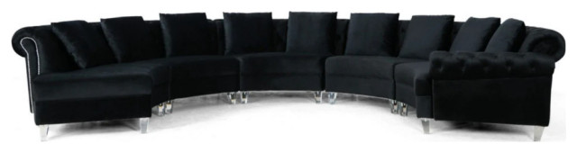 Larra Modern Black Velvet Circular Sectional Sofa