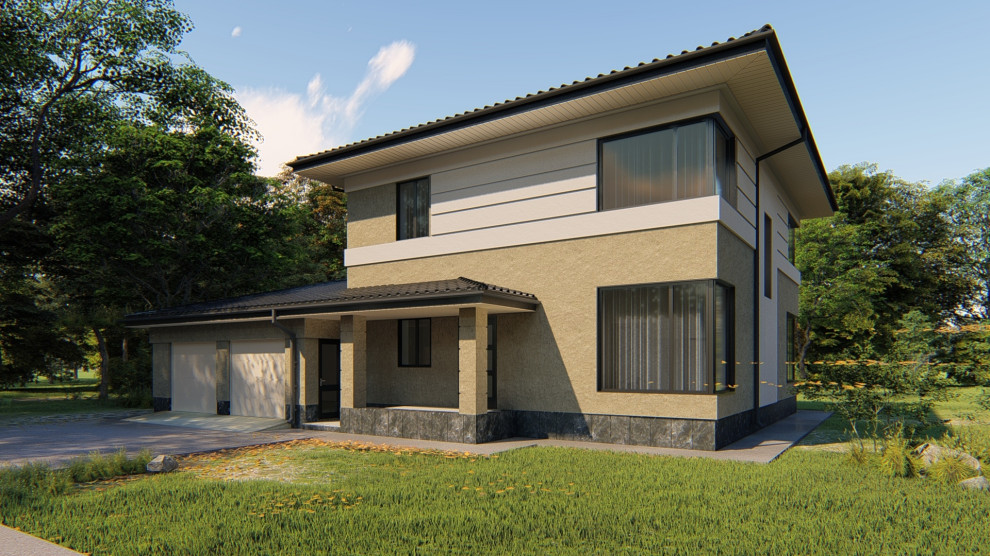 Двухэтажный дом в современном стиле