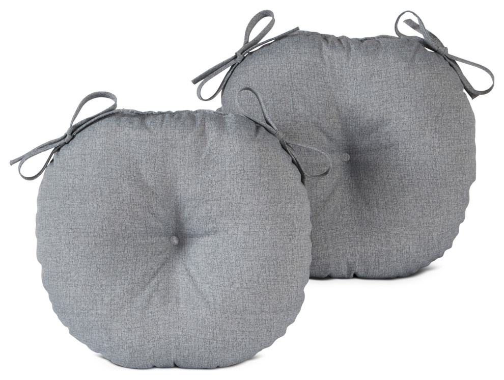 15inch Round Outdoor Bistro Chair Cushion (Set of 2), Heather Gray